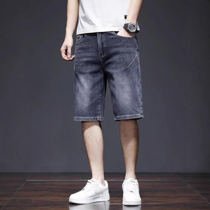 Summer thin men's denim shorts trendy brand straight loose blue versatile five-point pants casual pants summer