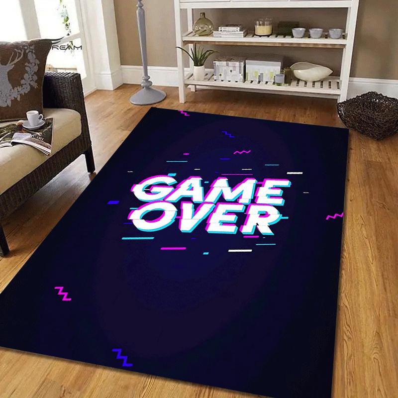 1pc Game over Print, Design Indoor Area Rug - Soft, Anti-Slip, and Durable Gaming Room Decor for Bedroom, Living Room