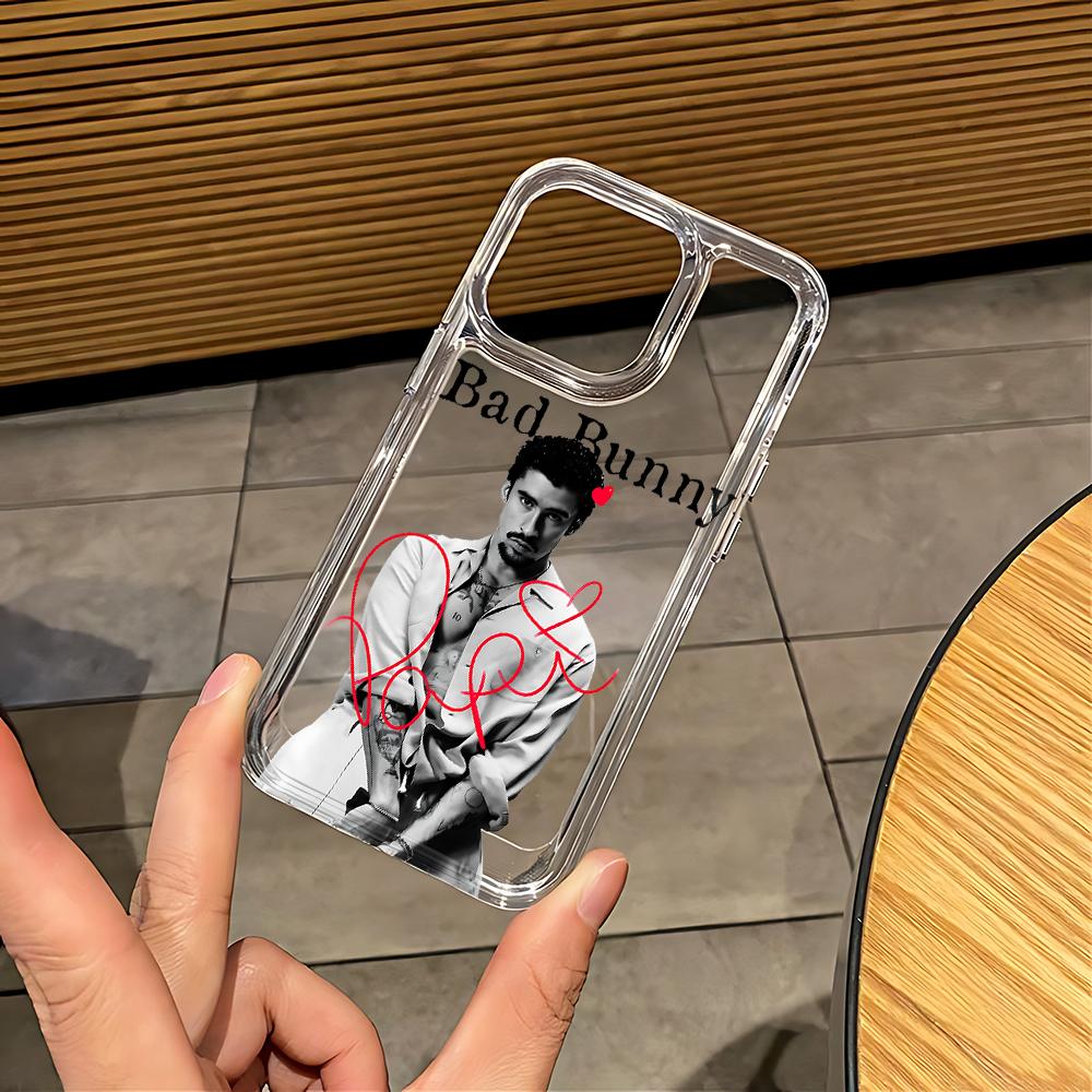 Singer Bad Bunny Art Phone Case for Samsung Galaxy S25 S24 S23 S22 S21 S20 S10 Note20 10 FE Ultra Plus 4G 5G Clear Back Cover