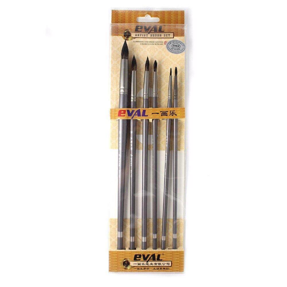 JOWOART 6 Pcs Artist's Paint Brush Gouache Brushes Hair Squirrel Round Brush for Watercolor Oil Acrylic Art School Supplies Material6 Pc