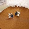 Exquisite And Simple Star-Studded Diamond Stud Earrings, Light Luxury High-End Denim Blue Temperament Earrings For Women