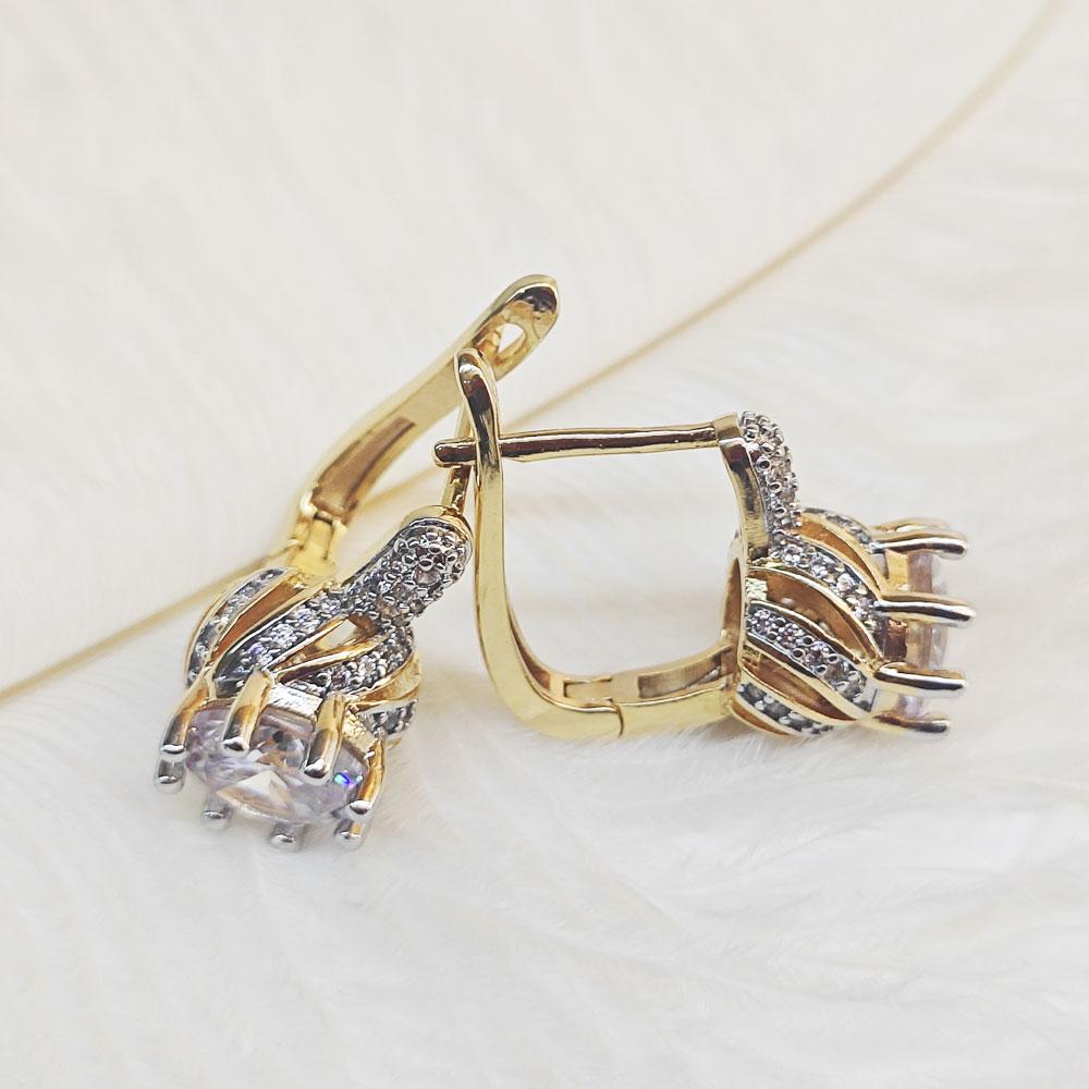 Kleine weiße Zirkon Stein Clip Ohrringe für Frauen Charme Gold Farbe Luxus Hochzeit Schmuck