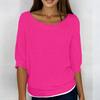 Women's Fashion Solid Color Round Neck 3/4 Sleeve Pullover Knitted Shirt Top