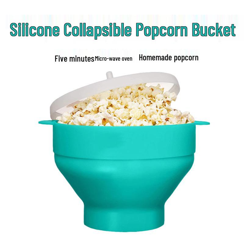 Foldable High-Temperature Resistant Silicone Popcorn Bowl for Microwave Ovens