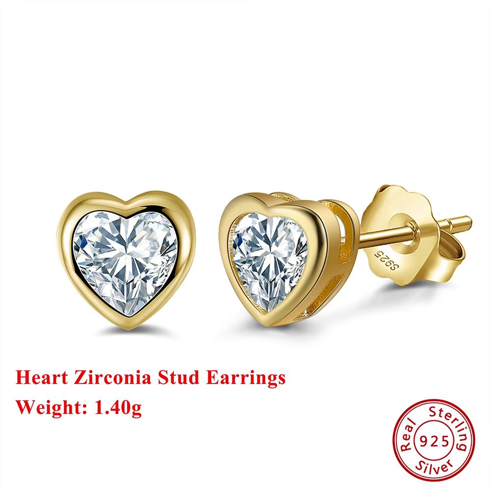 

Effie Queen White Zircon Heart-shaped Stud Earrings 925 Sterling Silver Shiny Heart Earrings Trendy Wedding Jewelry Gift APE44