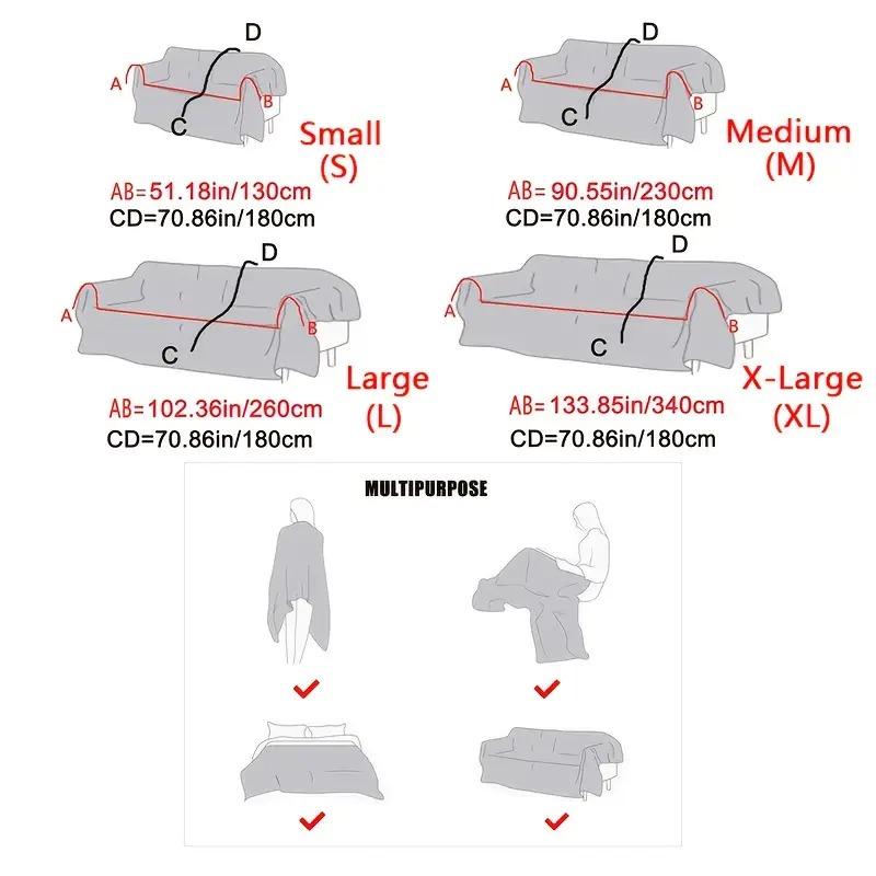 1pc Plush Sofa Cover - Modern Black & White Geometric Pattern,it for 1/2/3/4-Seater & Sectional Sofas - Luxury Living Room Decor