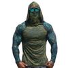 Men’s Long Sleeve Hooded Shirt with Face Covering Lightweight Stretch Fabric Pullover for Outdoor Activities UV Protection