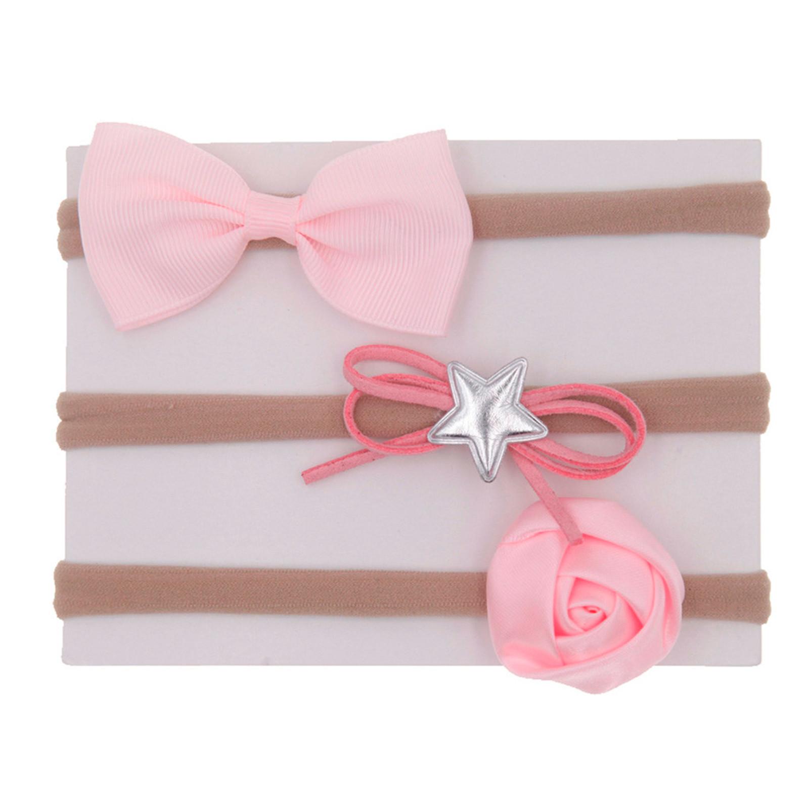 

3 шт., комплект аксессуаров для волос с бантом для маленьких девочек, заколки для волос One Size розовый