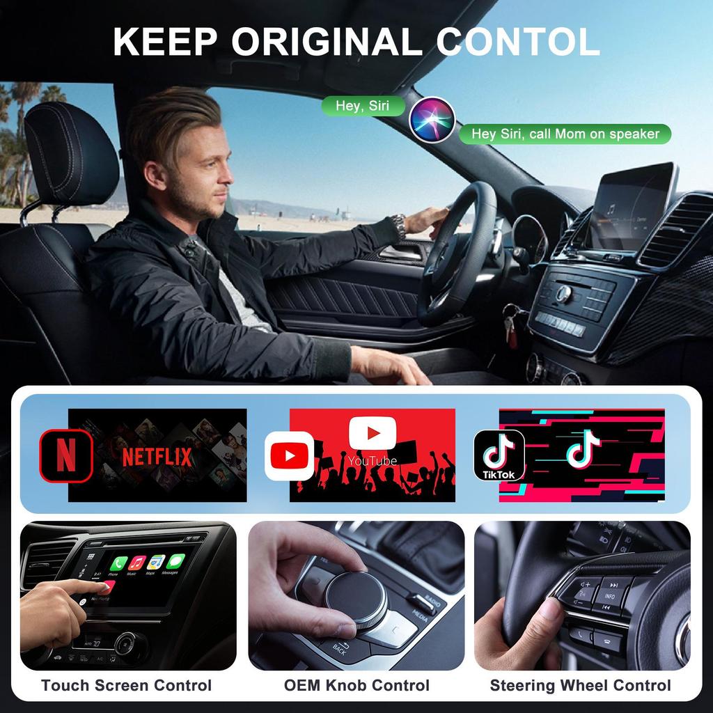 Wireless CarPlay & Android Auto Adapter Box