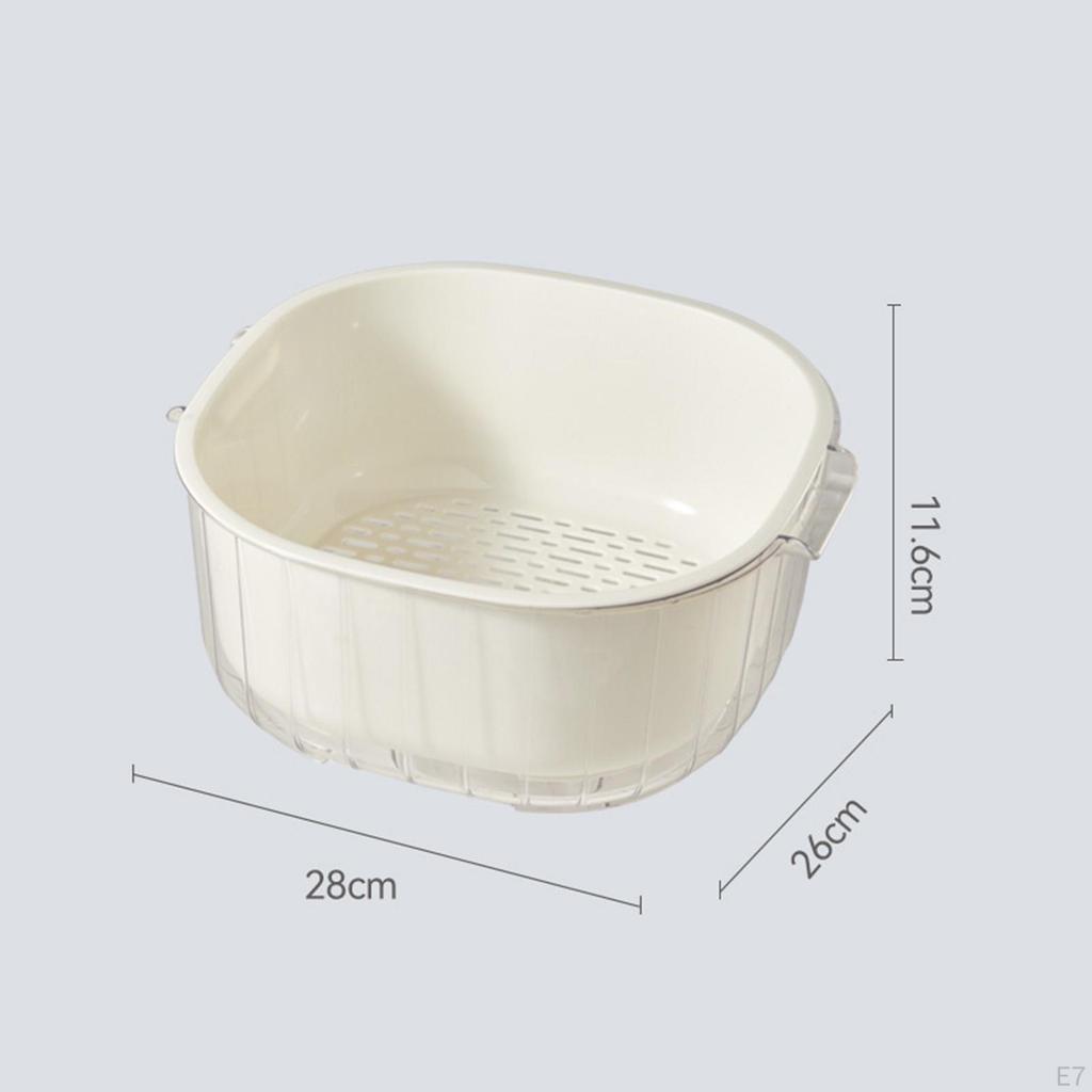 2 Layer Vegetable Washing Basket Kitchen Strainer Colander Bowl, in 1 Cleaning Drain
