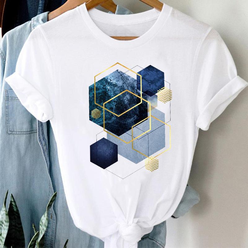 Fashion Casual Landscape Mountain Graphics Womens T-Shirt 90S Summer Blouse Loose White Short Sleeve O-Neck Female Tops Clothing