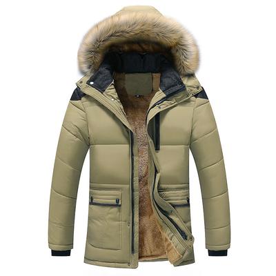 Men's Winter Casual Plus Size Warm Jacket Lined Padded Cotton Jacket Warm Hooded Jacket