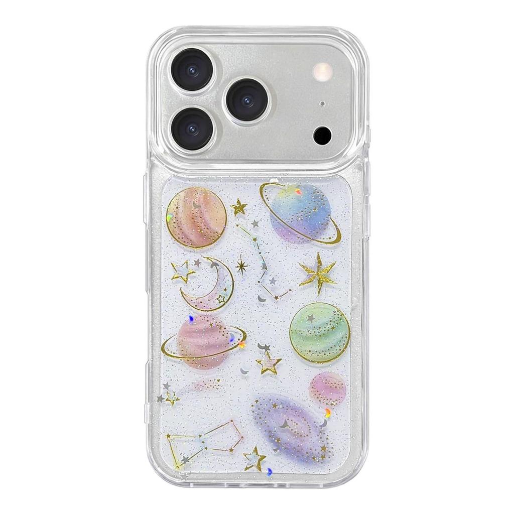Glitter Planet Drop-proof Transparent Case for iPhone 17 Pro Max/16/14 Plus/15 Pro