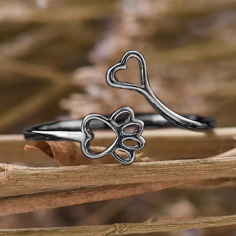 Dogs Cats Footprints Women Rings Simple Stylish Girls Finger-ring Birthday Gift Everyday Cute Accessories Fashion Jewelry
