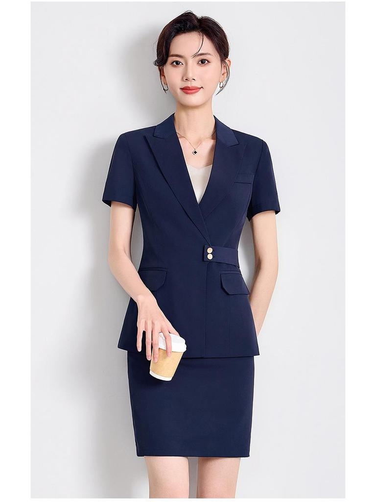 Eleganter Damen Sommer Anzug: Professioneller Rock & Blazer für Hotelrezeption, Büro oder medizinische Uniform