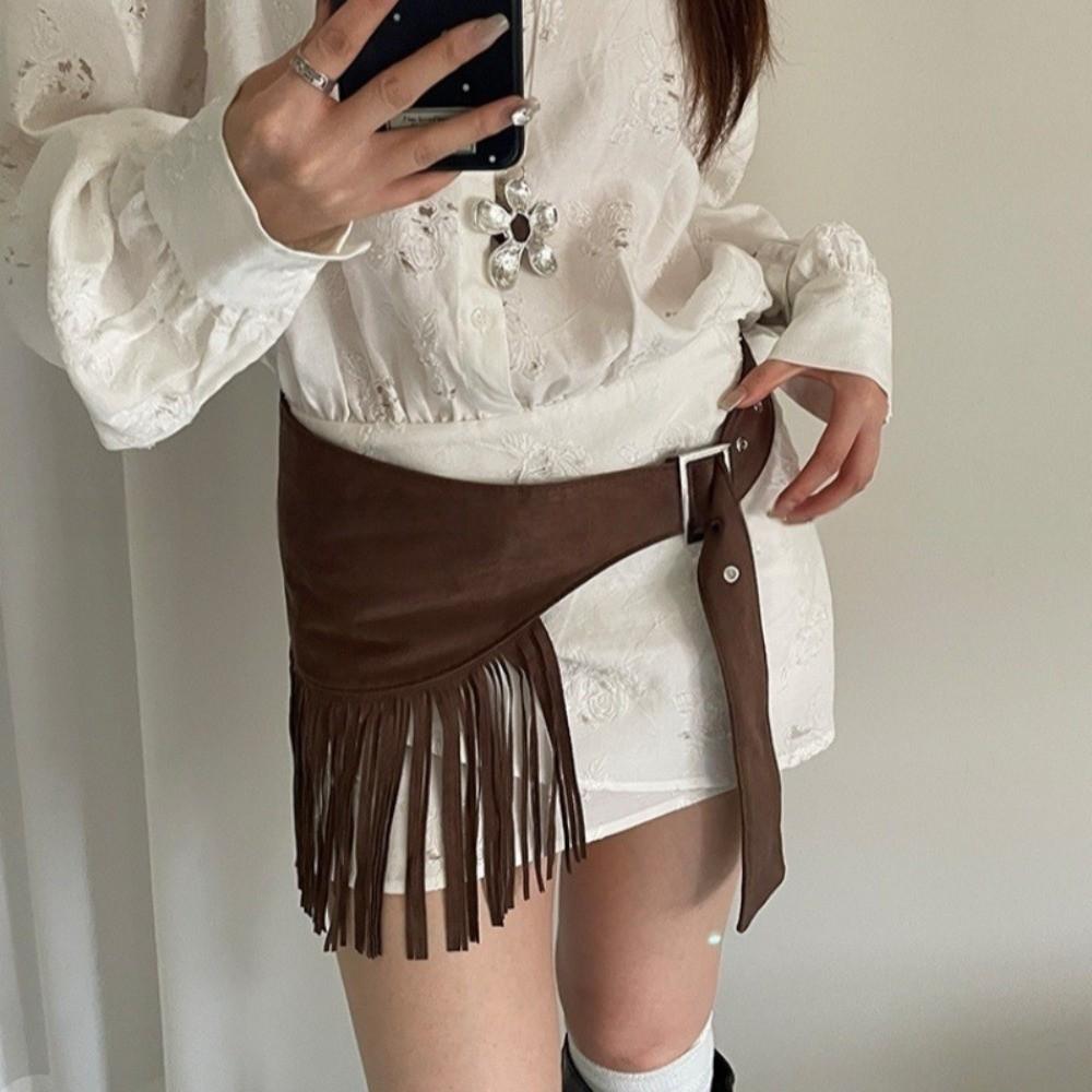 Cowboy-Stil Quasten-Hüftgürtel Fransen Dreieck Po-Vorhang Elegante Miniröcke Kleid Gürtel