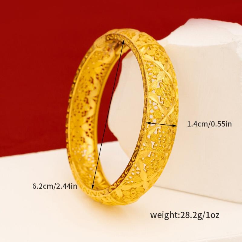Women Charm Bracelet Bangle Hollow-Out Flower Bangle For Middle East Vietnam Wedding Bridal Jewelry Gift