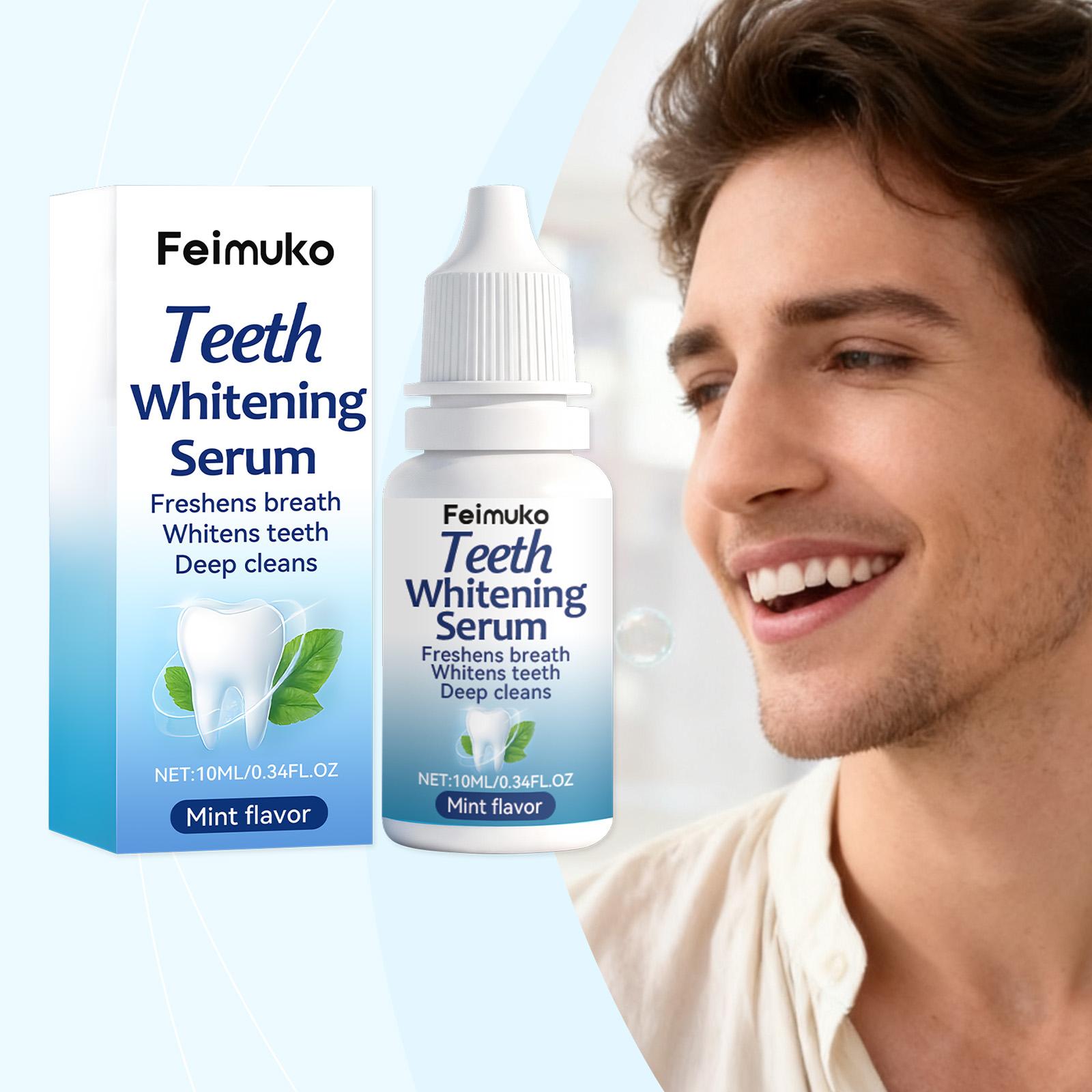 Feimuko Teeth Whitening Serum 10ML Mint Flavor Deep Clean Whitens Teeth Freshens Breath Oral Care Serum 10ml