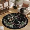 Chinese Floral Bird Pattern Round Rug Flower Birds Tree Print Classic Home Decor Carpet Soft Non-Slip Floor Mat for Living Room