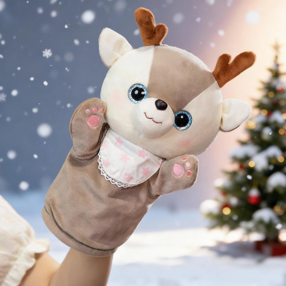 Cat Shiba Inu Deer Panda Cute Animal Plush Hand Puppets for Boys Girls Kids Interactive Role Fun Doll Toy Holiday Birthday Gifts