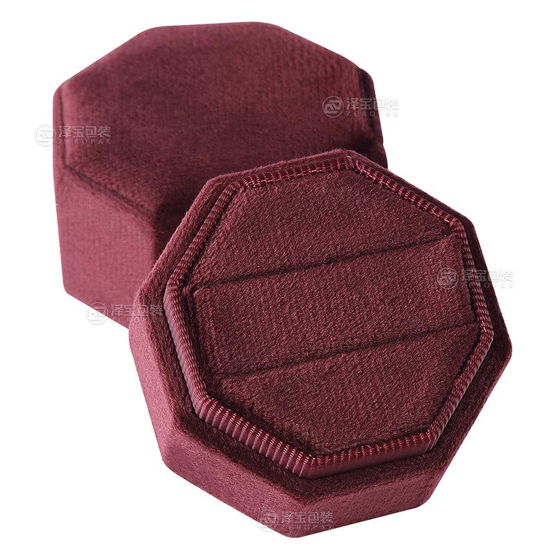 Octagonal Velvet Jewelry Box for Wedding or Proposal Rings