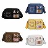Embroidery Bear Canvas Shoulder Bag Solid Color Shoulder Bag Cute Transparent Itabag  Gift