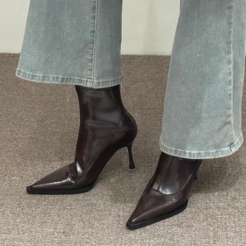 Autumn Winter Women Slim Ankle Boots Fashion Elegant Pointed Toe Shoes Thin High Heel Women's Morder Short Booties
