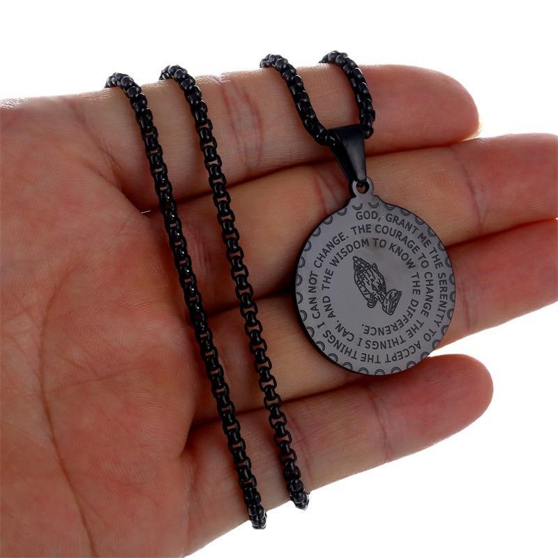 European and American Style Men's Praying Hands Medal Necklace E-commerce Jewelry