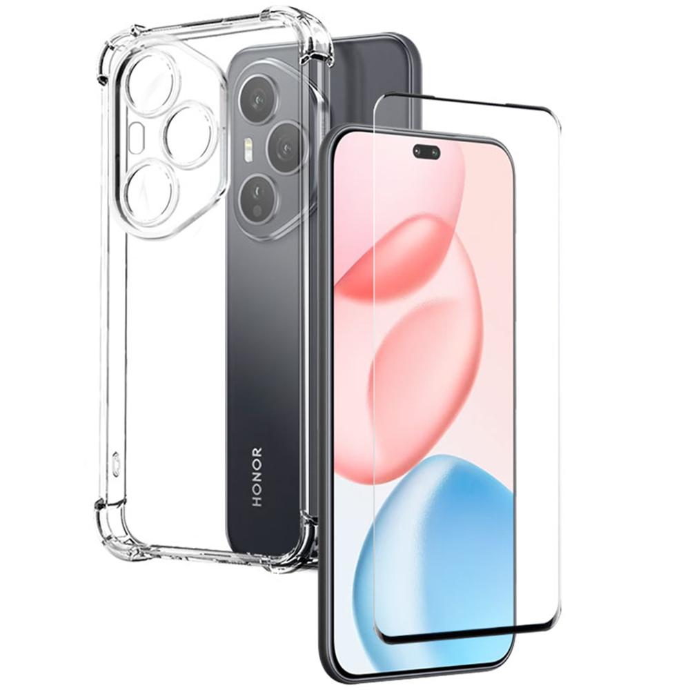 

NORTHJO Для Honor 400 Pro 5G (Глобальный) Противоударный чехол из ТПУ, прозрачная накладка для телефона с 3D изогнутым закаленным стеклом A