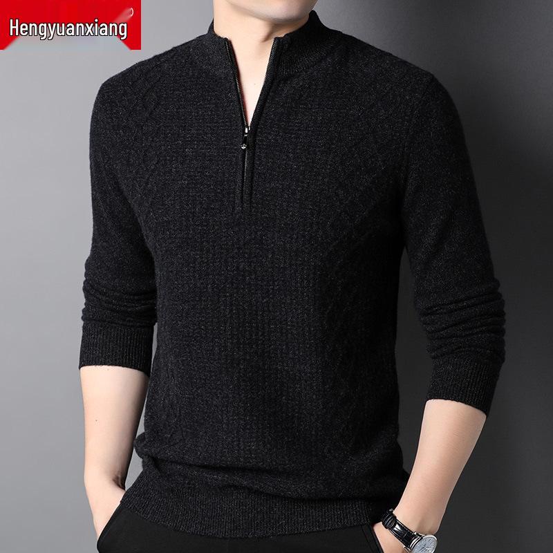 Hengyuanxiang Men's Autumn/Winter 2022 Wool Half-High Collar Sweater for Middle-Aged & Young