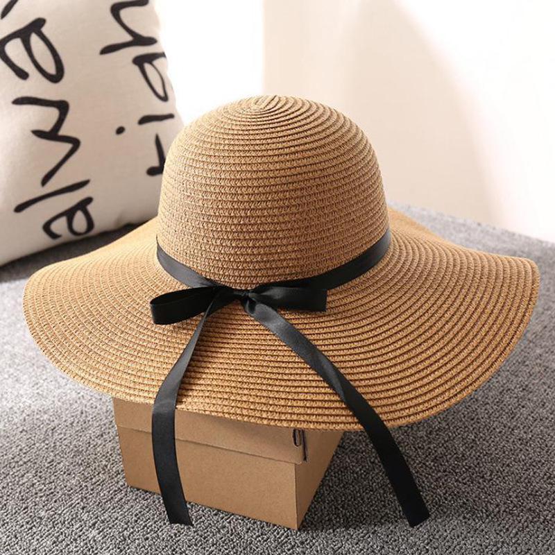 Women's Wide Brim Straw Sun Hat - Foldable Beach & Vacation Hat
