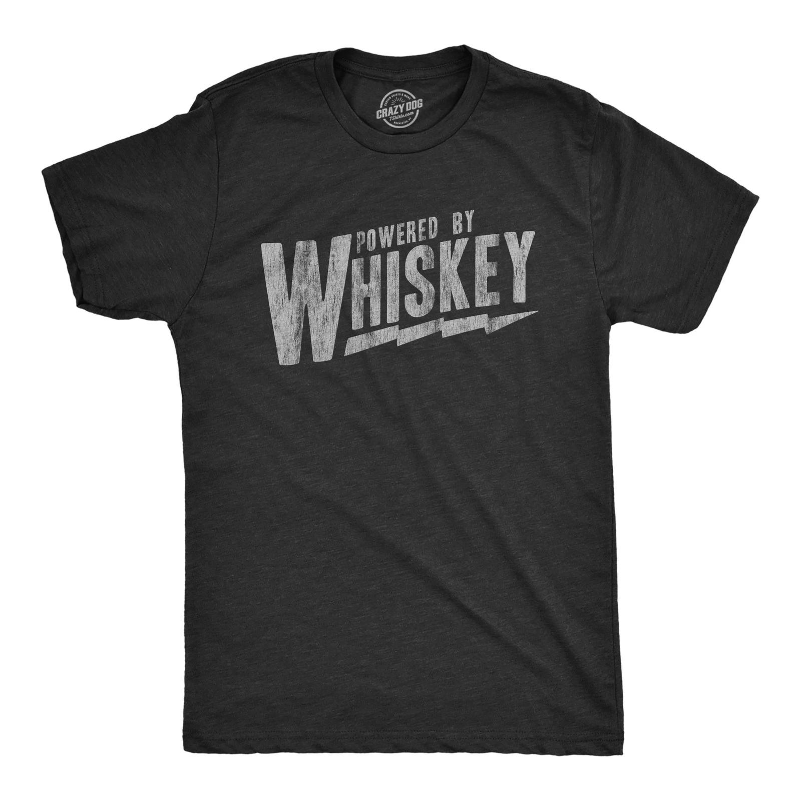 Mens Powered By Whiskey T Shirt Funny Sarcastic Drinking Vintage Retro Graphic XXXXL