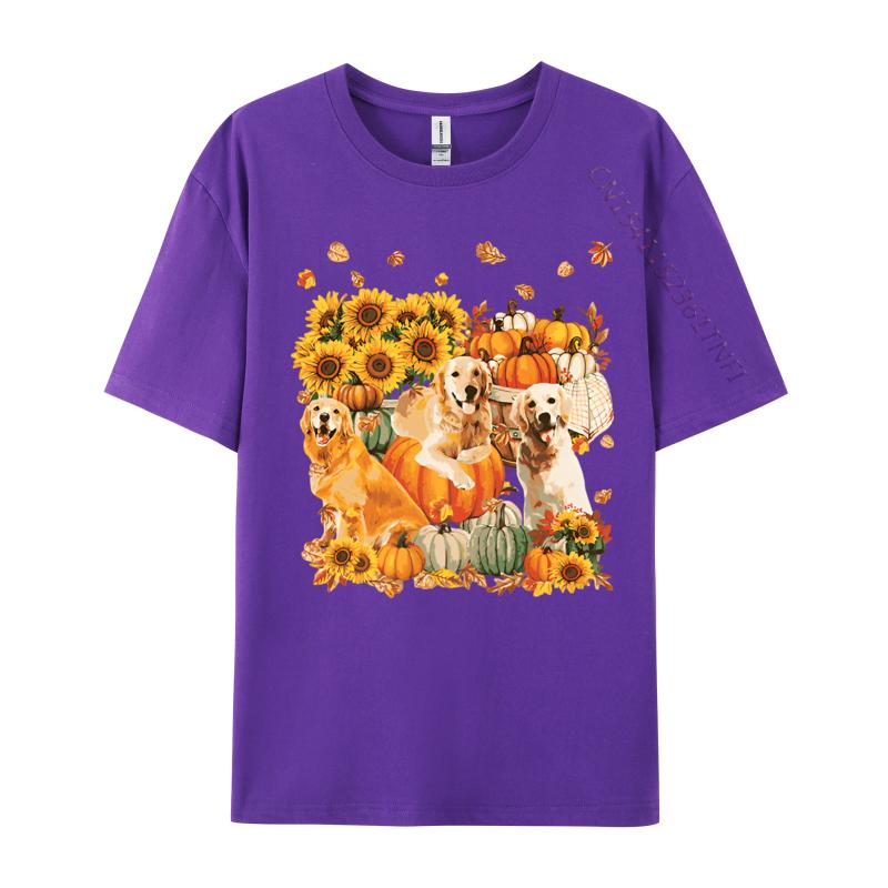 Dog Golden Retriever Autumn Vintage T Shirt Cotton Tops Shirts for Adult Japan Style Plain T Shirts Wholesale