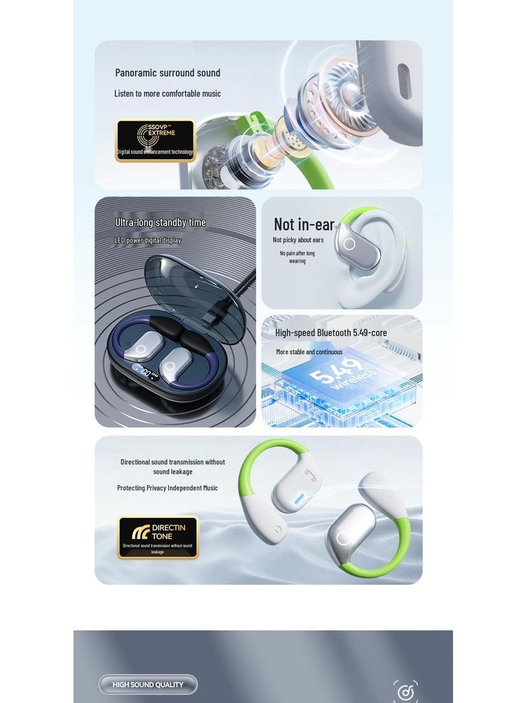 AI-Powered Bluetooth Ear-Hook Headphones with Long Battery Life & Superior Sound Quality