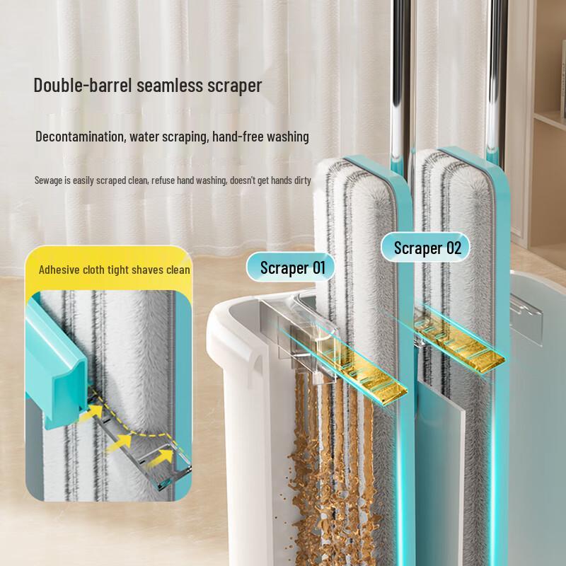 MARYYA Hands-Free Flat Mop with Bucket for Small Spaces