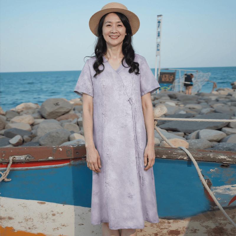 Yu Zhaolin Women s Mid-Length Ink Print Summer Dress 5XL