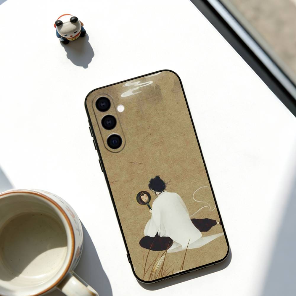 

Faceless illustration Phone Case Black Silicone Soft For Samsung Galaxy A73,A72,A71,A70,A53,A52,A51 Samsung a53 5g