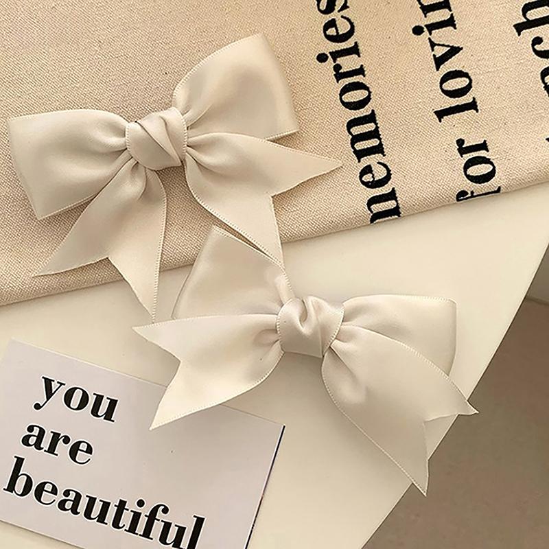 

Милые головные уборы для девочек, модные атласные заколки для волос с бантом, элегантные заколки, аксессуары для волос, лента, женский подарок на день рождения A Pair белый