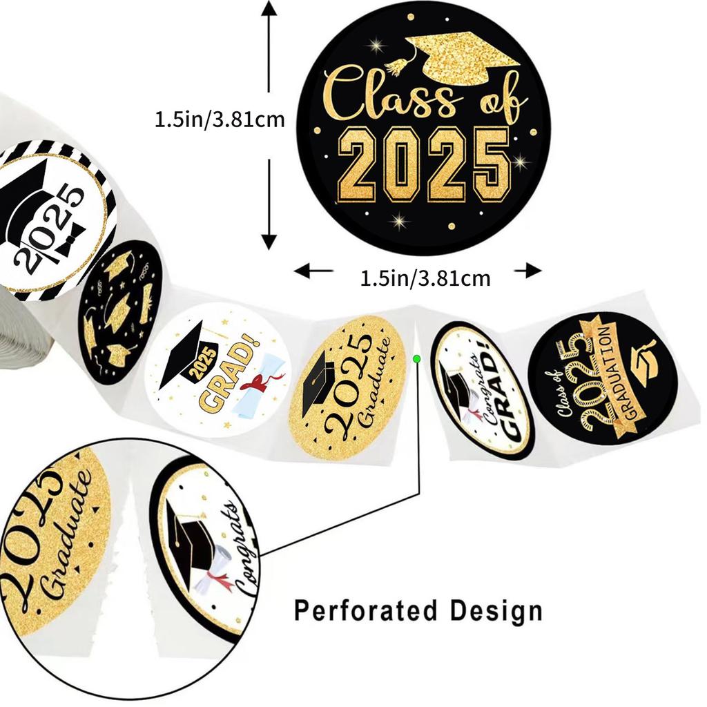 500 Counts Graduation Thank You Sticker 1.5Inch Wrapping Labels For Seal Envelope Card Packaging Party Decorating