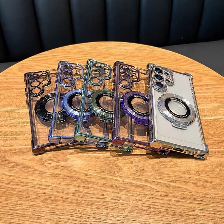 Luxury Design Magnetic Bracket Anti-Drop Plating TPU Cover Phone Case for Samsung S24 Ultra S23 Ultra S22 Ultra Note 20Ultra