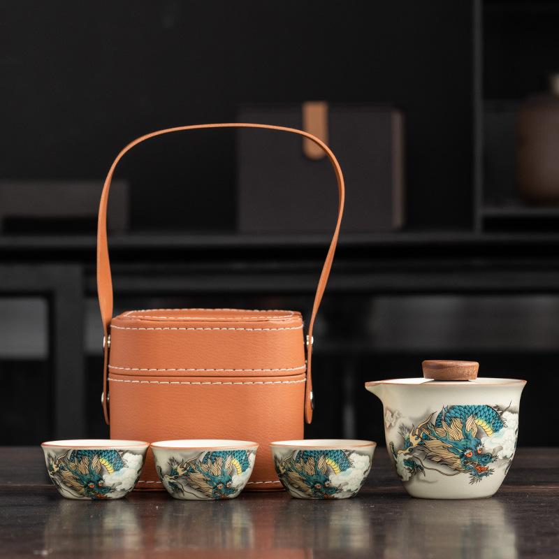 Ru kiln travel tea set, high-end business gifts, gifts for leaders, banks, insurance customers, and company annual meeting