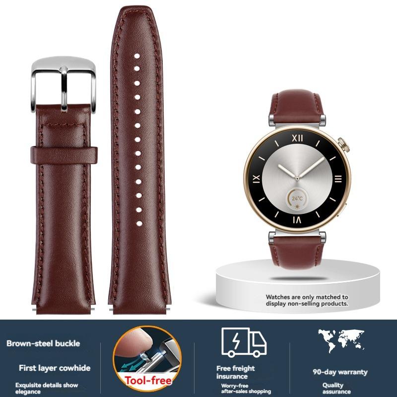 For Huawei Watch GT4 strap Calfskin sports watch New Cowhide fashionable 41mm leather replacement wristband accessories 18mm