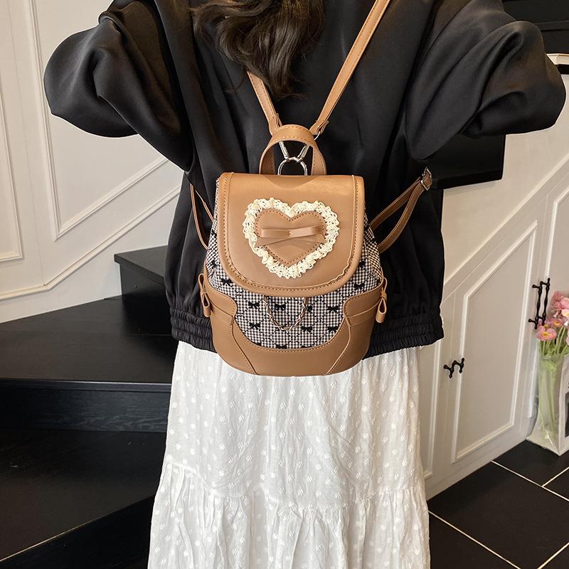 College student fashion versatile bow backpack bag women's summer new simple commuter bucket bag