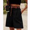 Women's Summer Slim Fit High Waisted Loose Fit Slimming Straight Leg Casual Mid Length Pants Breathable Wide Leg Cropped Pants