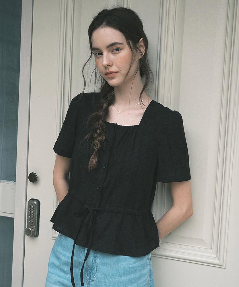 AAU Square Neck Bojo Blouse_Black