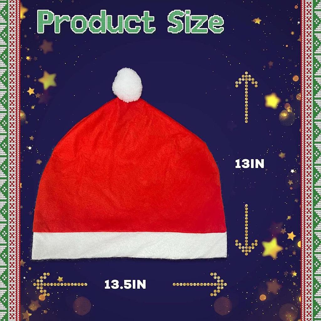 4 Pieces Cute Santa Hat Car Headrest Covers, Christmas Decoration Soft Cushion Cover