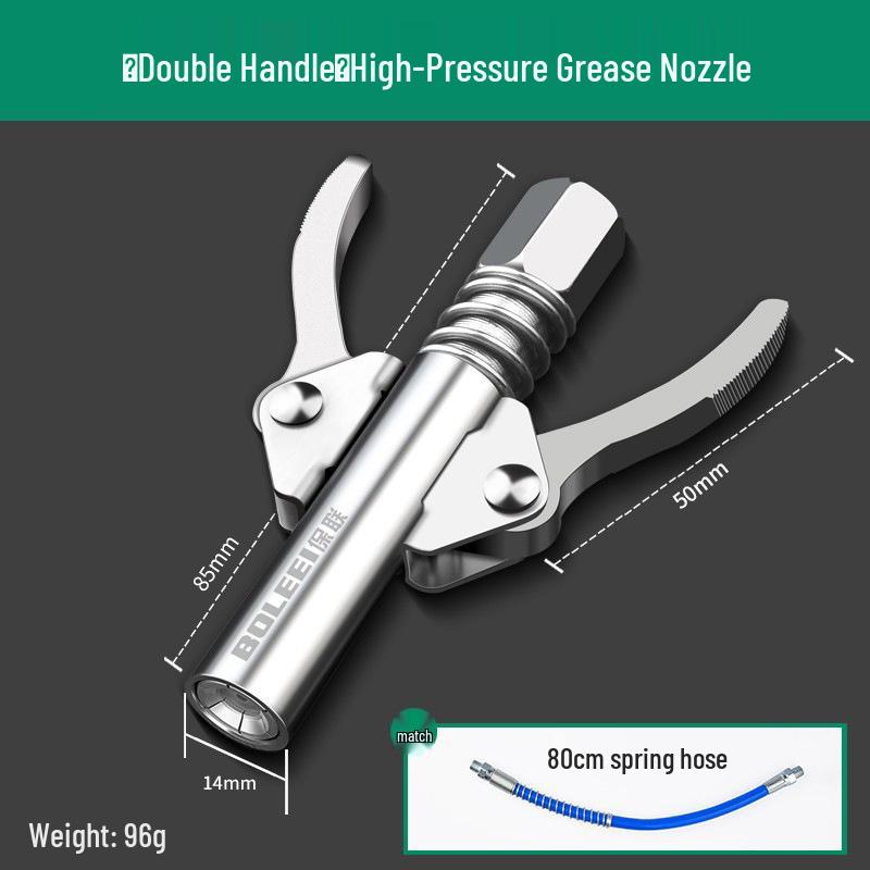 High-Pressure Self-Locking Grease Nozzle with Pliers-Type Grip and Flat Head for Electric, Pneumatic, or Manual Grease Guns