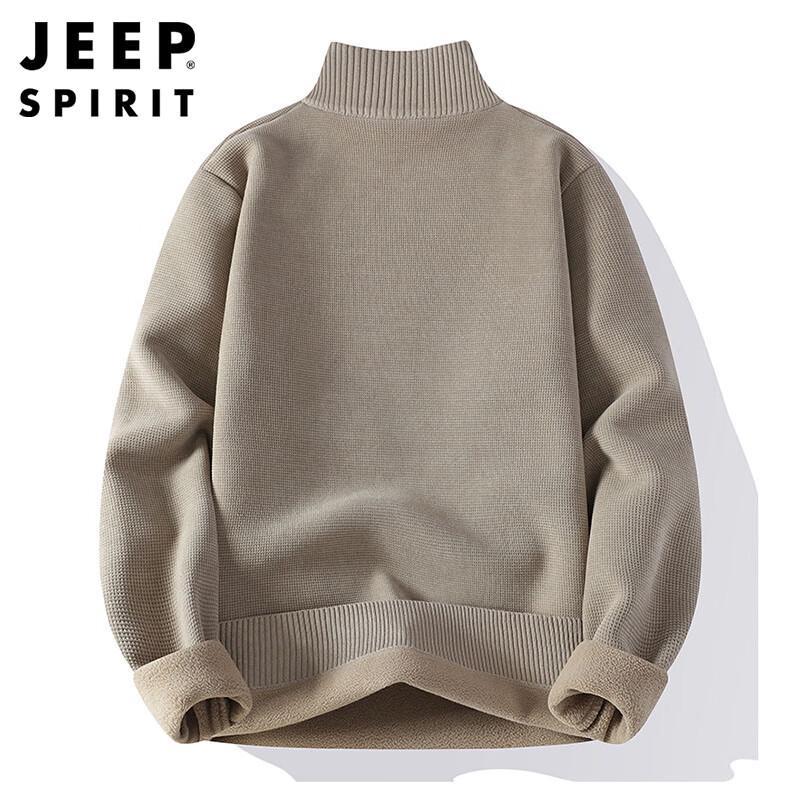 JEEP SPIRIT Men's Fleece-Lined Half-Zip Knit Sweater