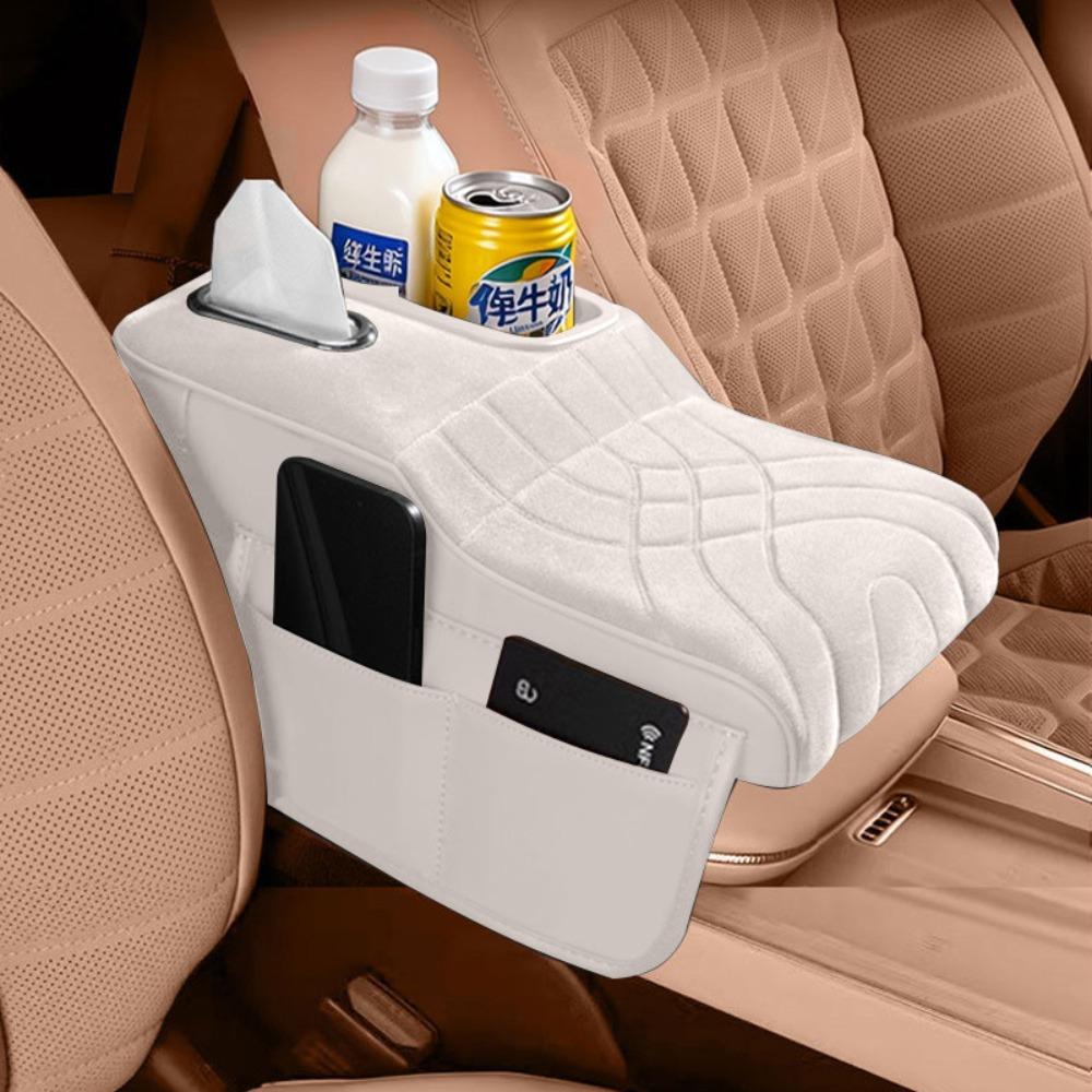 Tissue Box Car Armrest Box Velvet Surface Armrest Height Increase Pad  Console Organizer