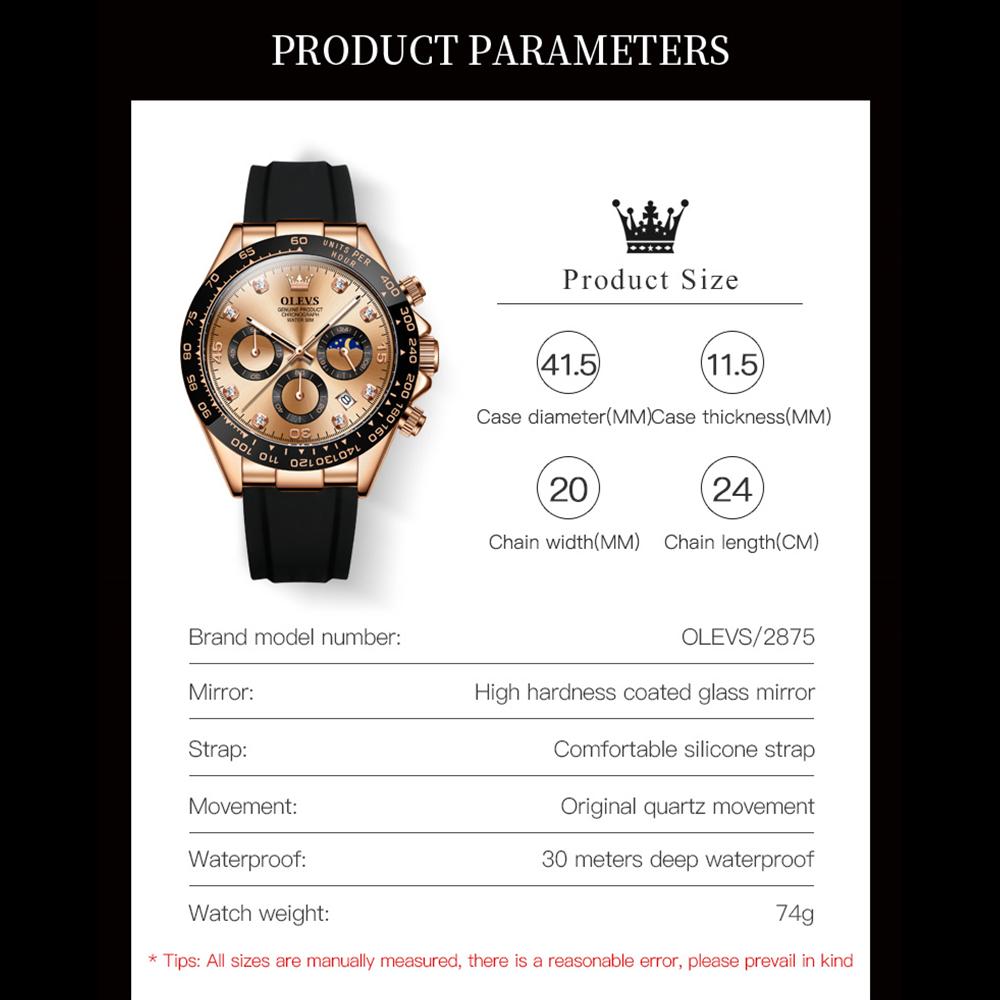 OLEVS Luxury Men Watch Quartz Man Watches Waterproof Luminous Top Brand Watch for Men Date Chronograph Sport Wristwatch